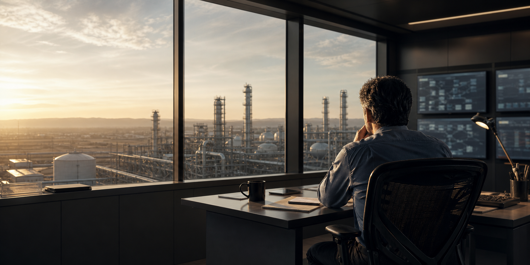 Industrial operator evaluating an AI decision twin in a real operations environment